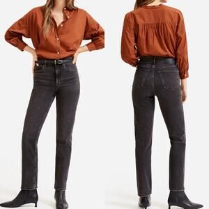 Everlane Black Wash Hi-Rise Super Straight Jean